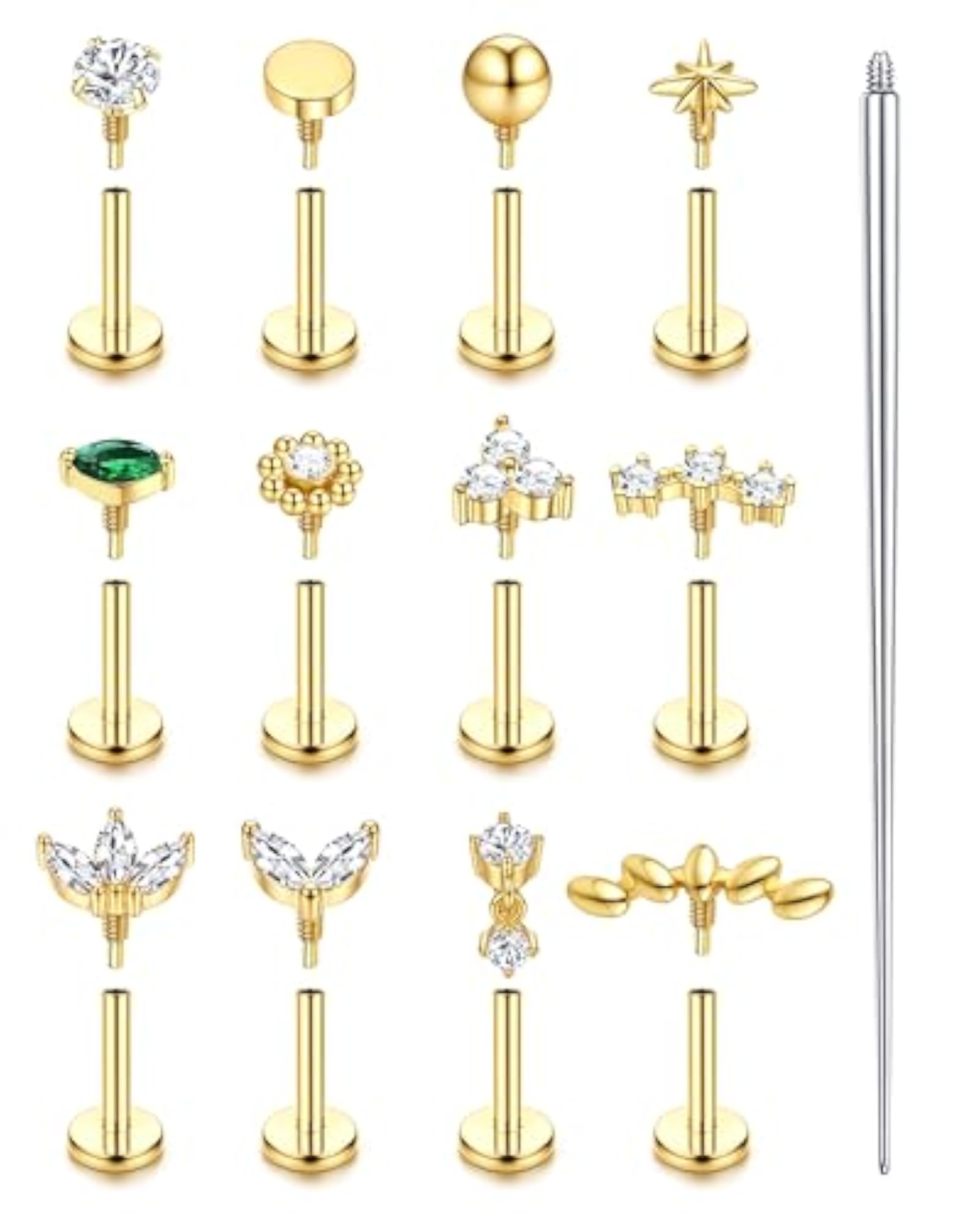 Women's Hypoallergenic Surgical Steel Helix Tragus Earrings Set